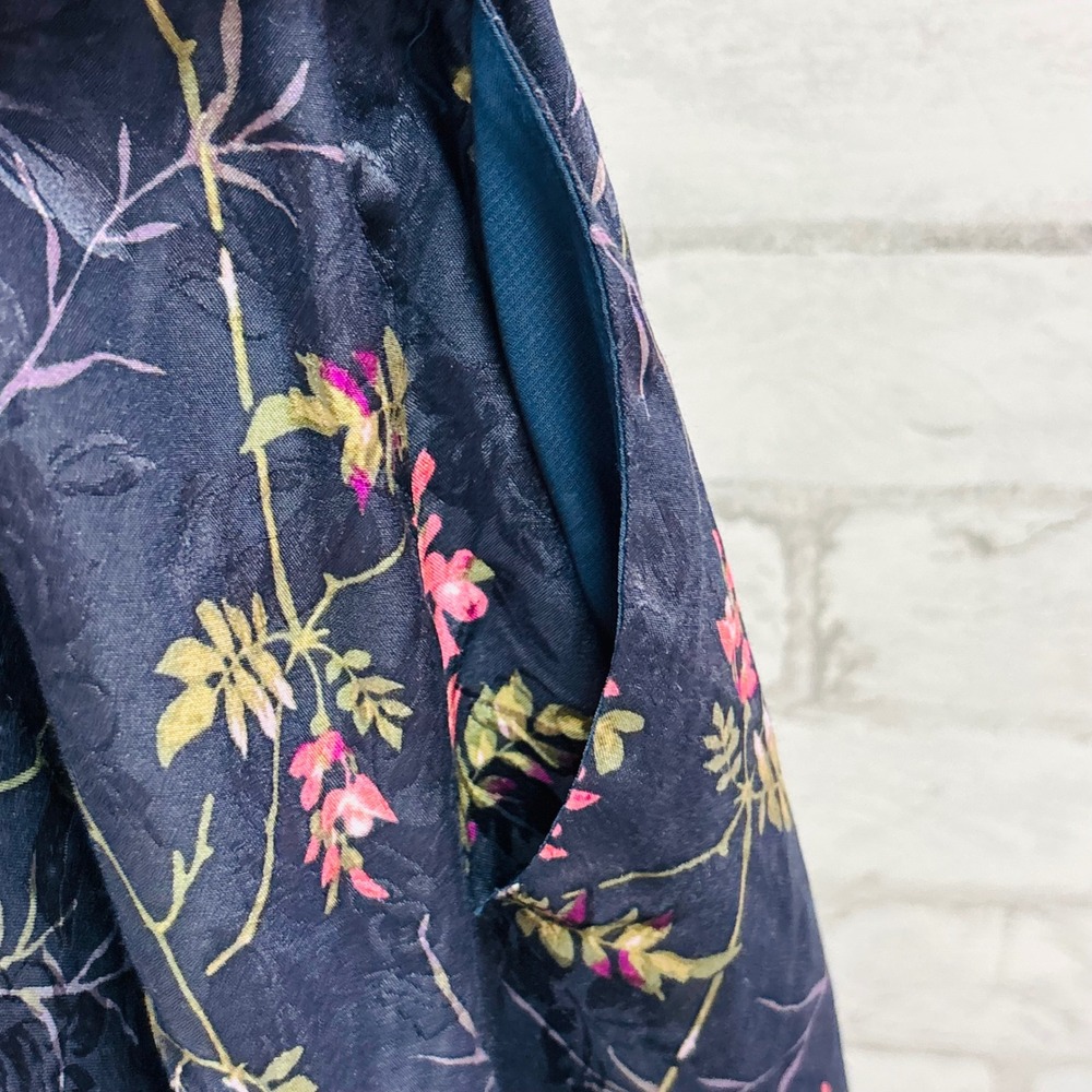 NWT Rebecca Taylor Vie Fleur Silk Blend Floral Jacquard Ruffle Dress Navy Pink 8 - Picture 6 of 9